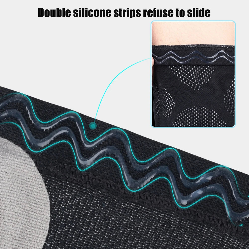 1 PC Sports Lengthen Leg Compression Sleeve Knee Protector Non-slip Knee Brace Support for Joint Pain Relief and Injury Recovery