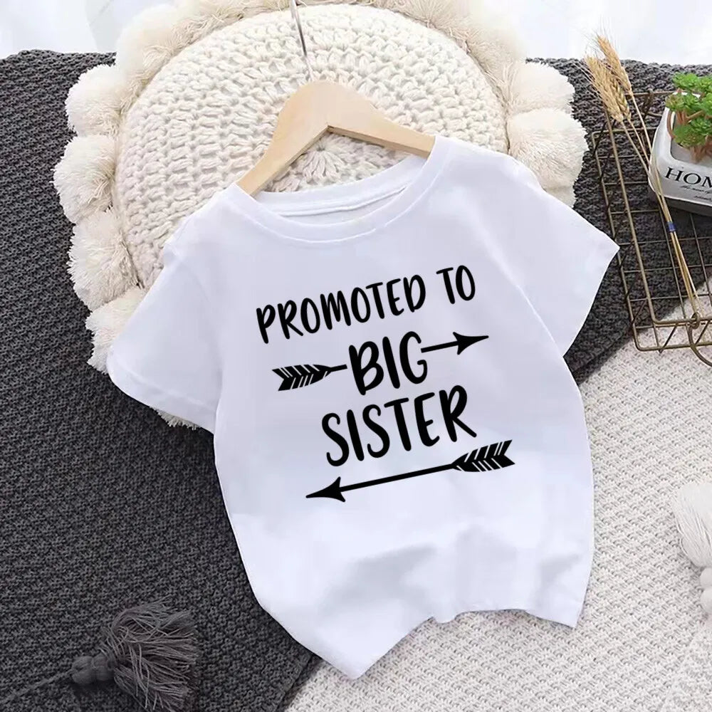 Promoted To Big Sister Kids T-Shirt Childrens T Shirt Baby Announcement Top Toddler Tshirt Summer Clothes Girls Short Sleeve Tee