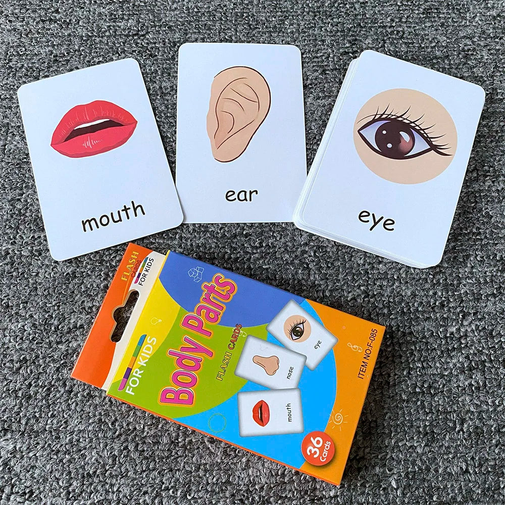 Kids 36PCS/Set Animal Shape Color Time Flash Card Montessori Early Education Learning Educational Toys For Children Gifts