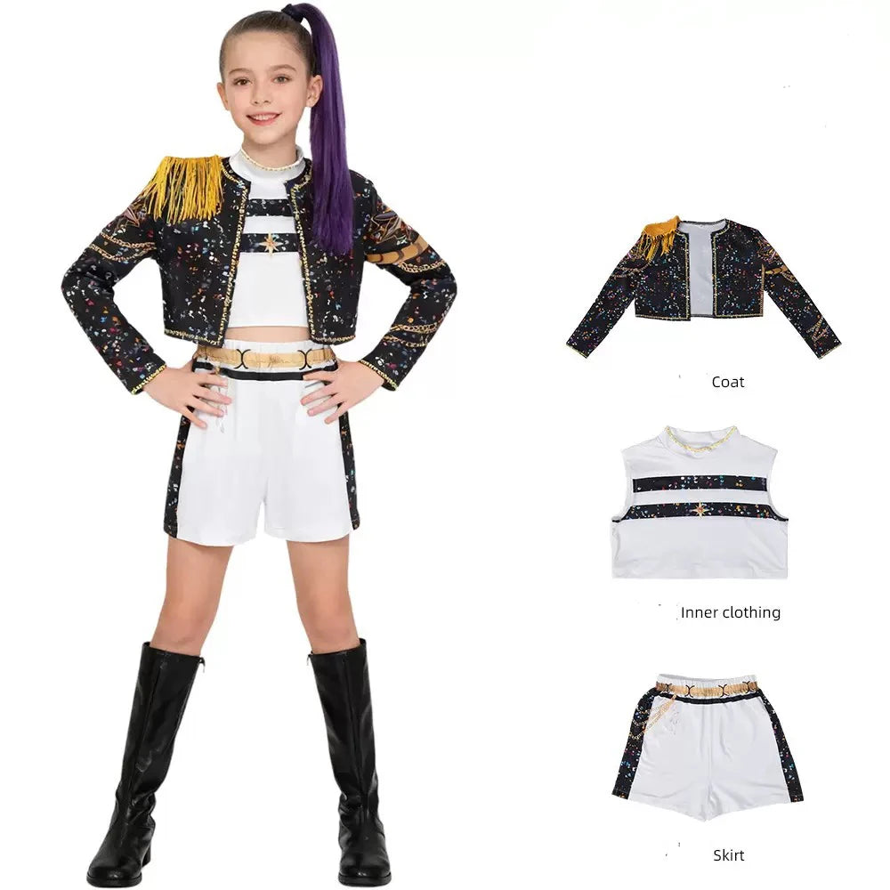 New Warrior K Pop Disguise Rumi Costume Zoey Cosplay Mira Clothes Black 3D Printing Girls Group Women Halloween Costumes Outfits