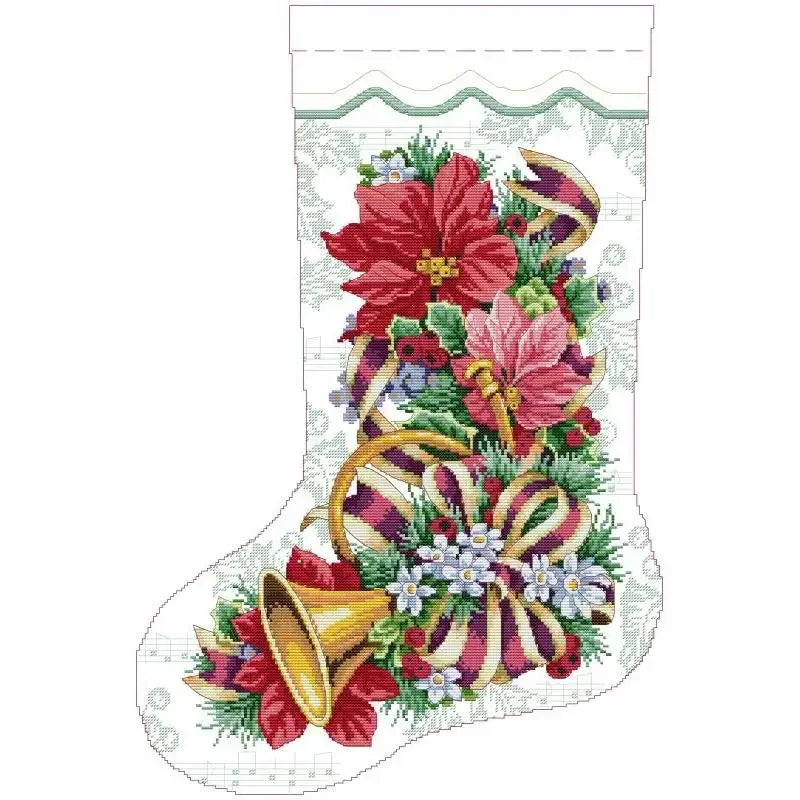 Christmas Stocking Series NKF Cartoon Pattern Cross Stitch Kit 14 16 11CT White Count Canvas Set DIY Embroidery Home Decor Gifts