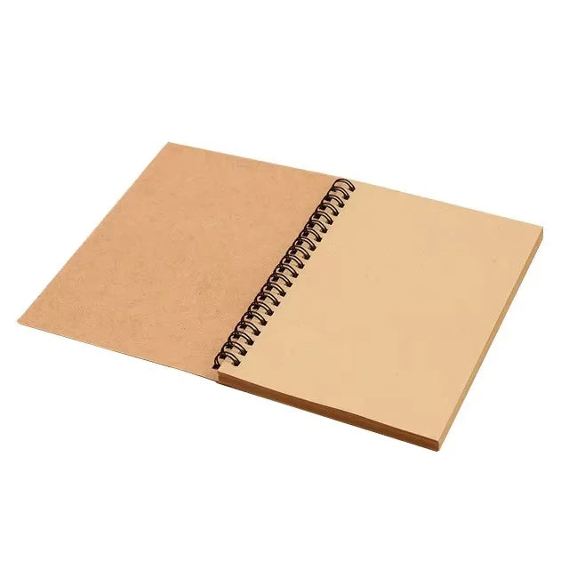 1 Book 50 Sheets Retro Spiral Kraft Paper Notebook Coil Sketchbook Graffiti Drawing Diary Journal Office School Writing Station