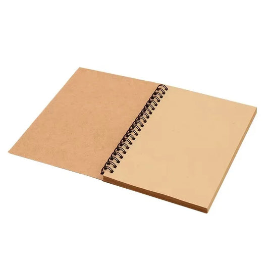 1 Book 50 Sheets Retro Spiral Kraft Paper Notebook Coil Sketchbook Graffiti Drawing Diary Journal Office School Writing Station
