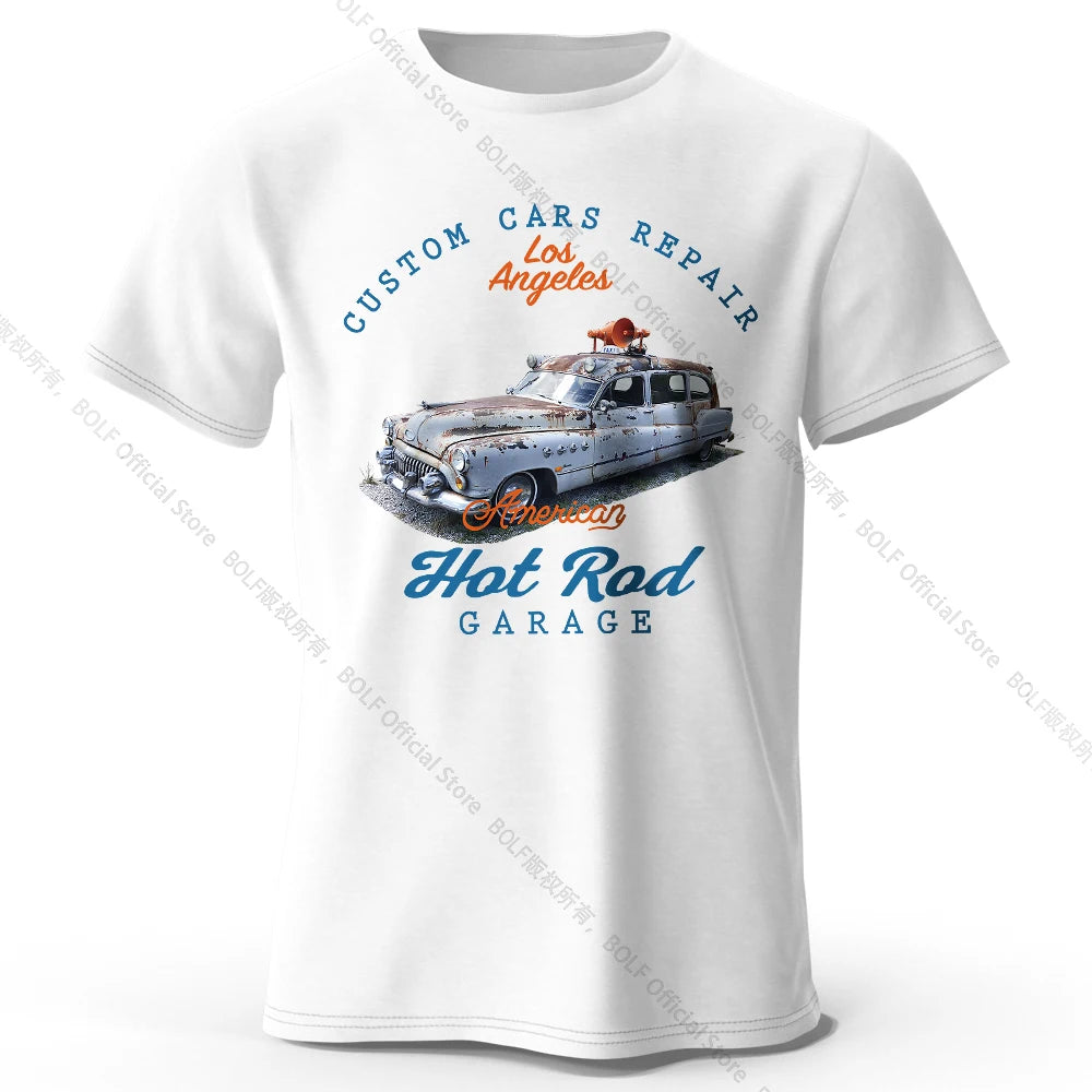Custom Car Club Patch Printed Unisex Men Women T-Shirt Tees Tops 100% Cotton Embossed Logo Graphic Gearhead Outfit
