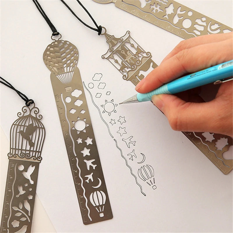 4 pcs/lot Cute Kawaii Creative Horse Birdcage Hollow Metal Bookmark Ruler For Student Gift School Supplies