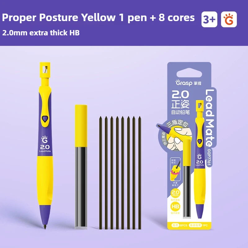 GRASP 2.0mm Mechanical Pencil Set Posture Correction Anti-Break Lead for Kids Children Writing School Supplies Korean Stationery