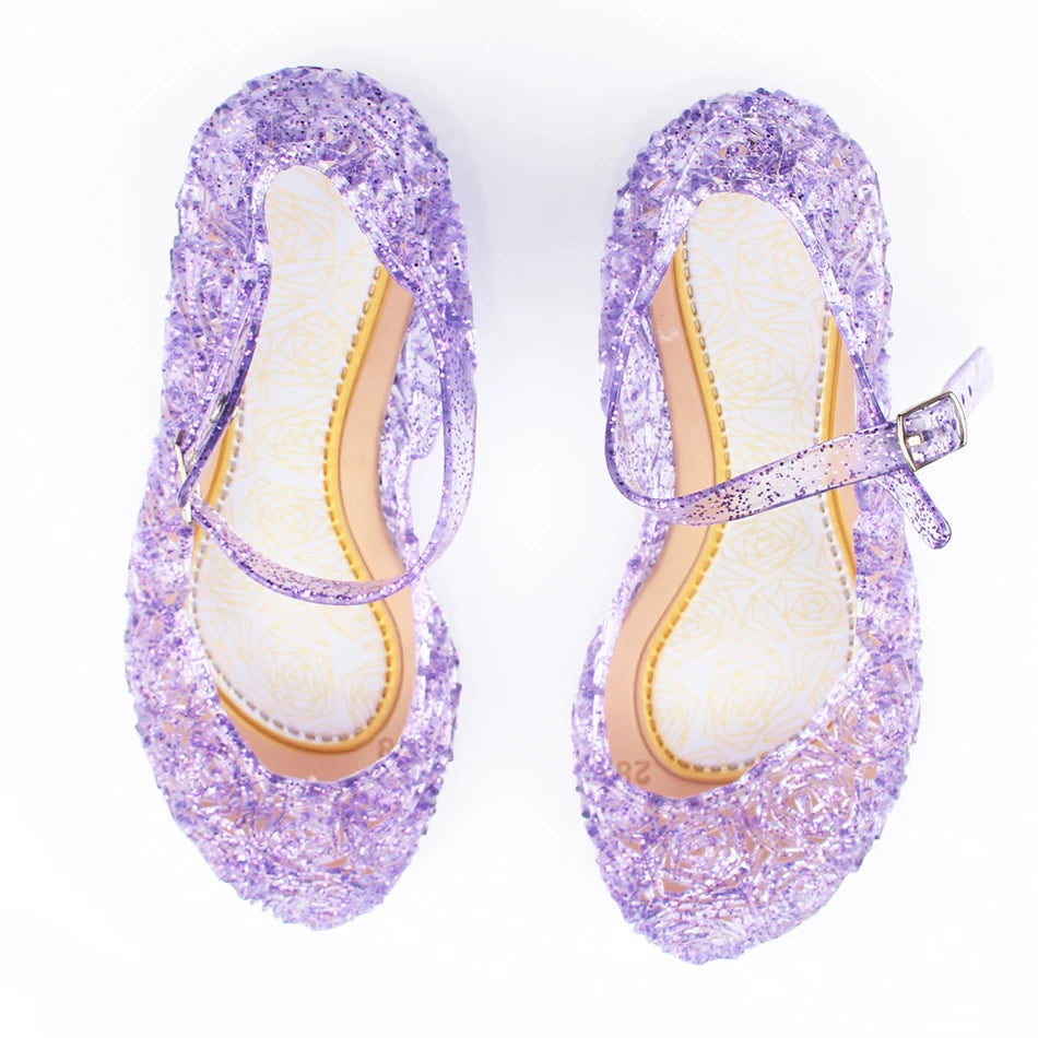 Toddler Infant Kids Baby Girls Summer Crystal Sandals Frozen Princess Jelly High-Heeled Shoes Party Dance Shoes Snow White Shoes