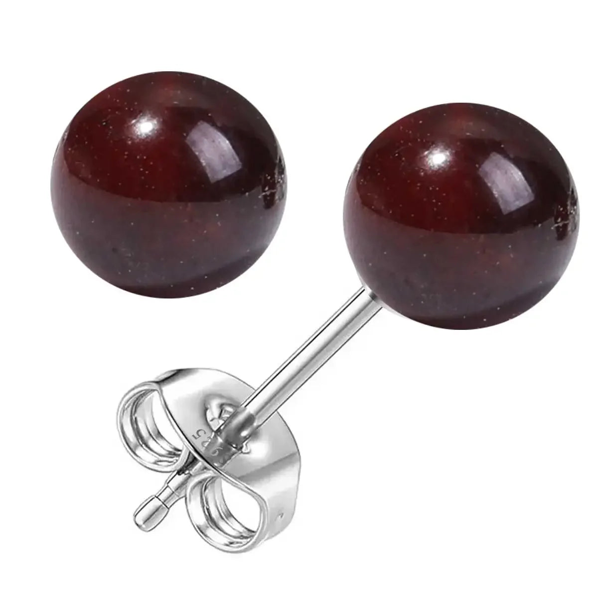 6mm Stone Beads Natural Stone Earrings Earring Stud 925 Sterling Silver Jewelry For Women Party Women's S925 Silver Earrings