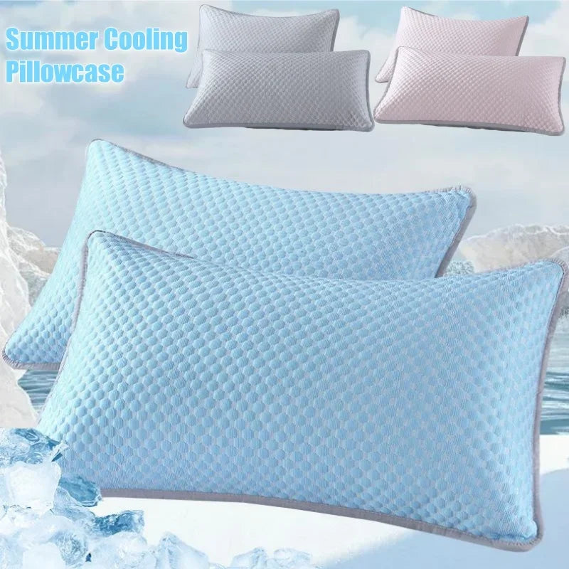 1-4PCS 48x74cm Ice Bean Pillowcase Summer Cooling Solid Color Cool Touch Fabric Washable for Air Conditioning Room