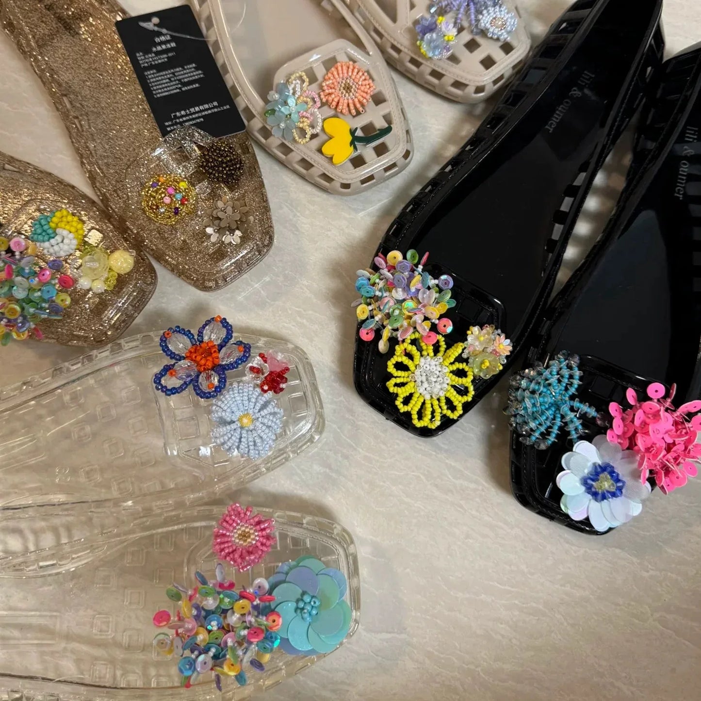 Crystal Handcrafted Beaded Jelly Shoes Shoes Buckles Sandals Accessory DIY Decorative Shoe Flower Slippers Jewelry Accessories