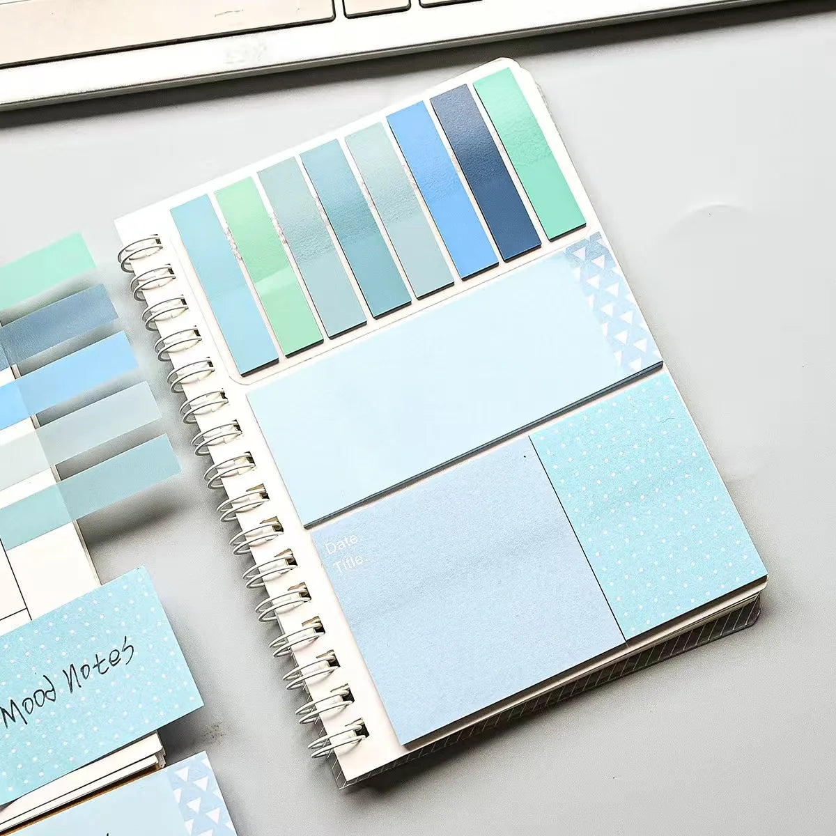 Spiral Notebook Sticky Notes Combo with Index Tabs, Pastel Color Self-Adhesive Memo Pads, To-Do List Notepad for Office, School