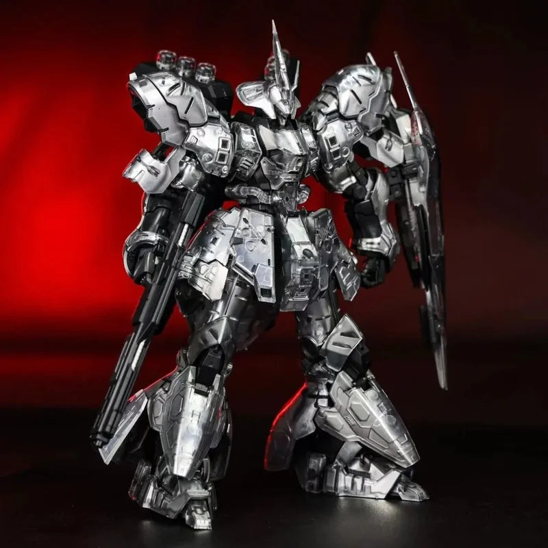 Rg 1/144 Sazabi Mechanical Silver Clear Plating Transparent Mech Assembly Model Kit Action Figure Collect Ornament Boy Toys Gift