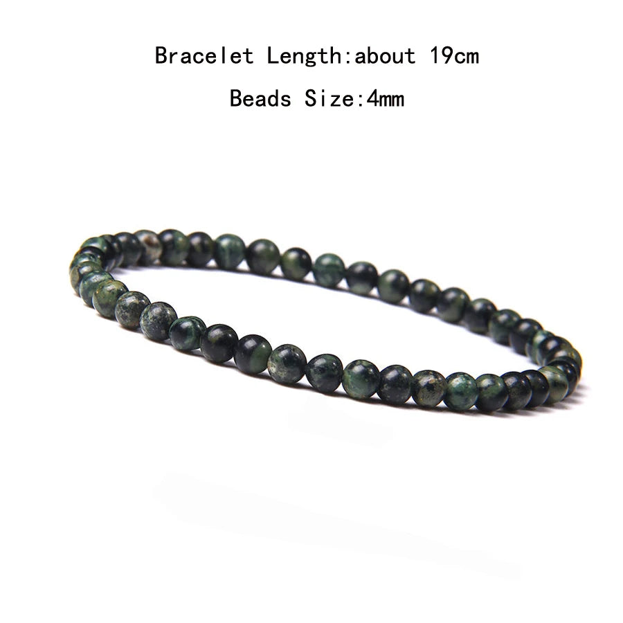 4mm Quartz Agate Bead Natural Stone Beaded Bracelet Lava Rock Tiger Eye Black Onyx Crystal Women Men Yoga Healing Chakra Jewelry
