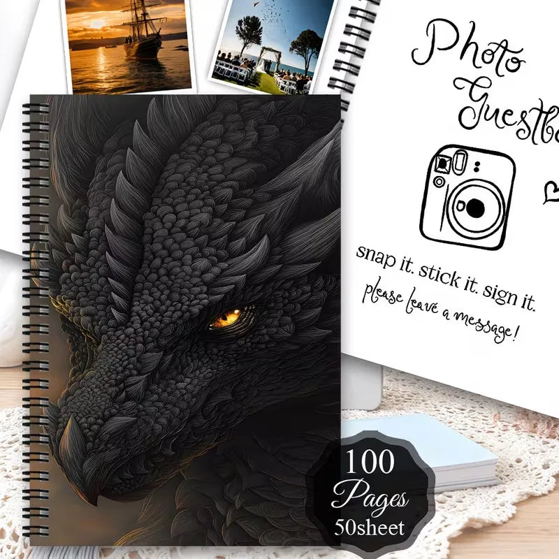 Bview Art A5 Spiral Sketchbook, Dragon Pattern Blank Drawing Notebook, Coil Bound Journal Notepad for Art Diary Doodle