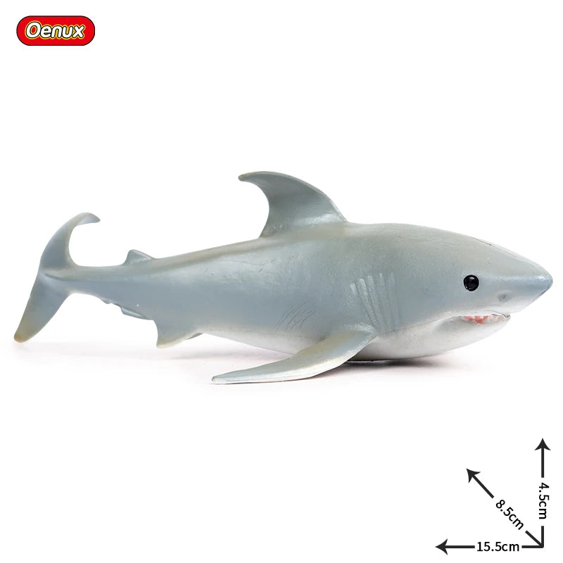 Oenux Ocean Animals Action Figures Sealife Shark Whare Megalodon Model Figurines PVC Home Decoration Kid Cognitive Education Toy