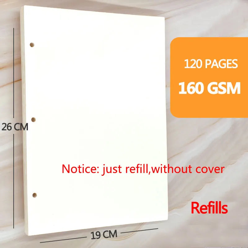 Retro Spiral Sketchbook Linen Hardcover 120 Pages 160GSM Refillable Notebook for Art Drwaing Stationery School Supplies