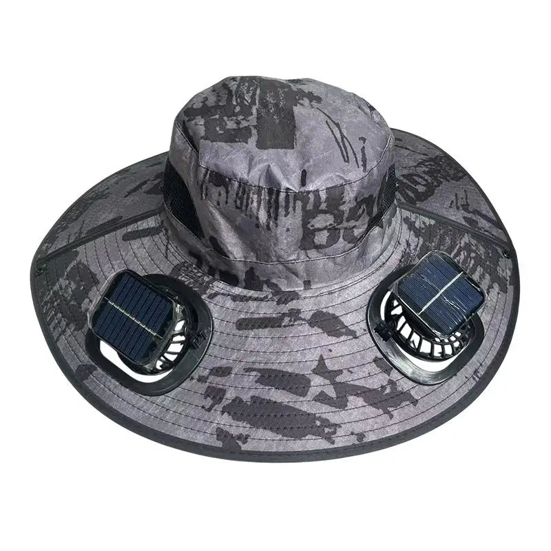 【SE】Solar Powered Sun Hat Cooling Fan UV Protection Outdoor Hiking Fishing Camping Summer Travel Bucket Hat Sun Protection Hat