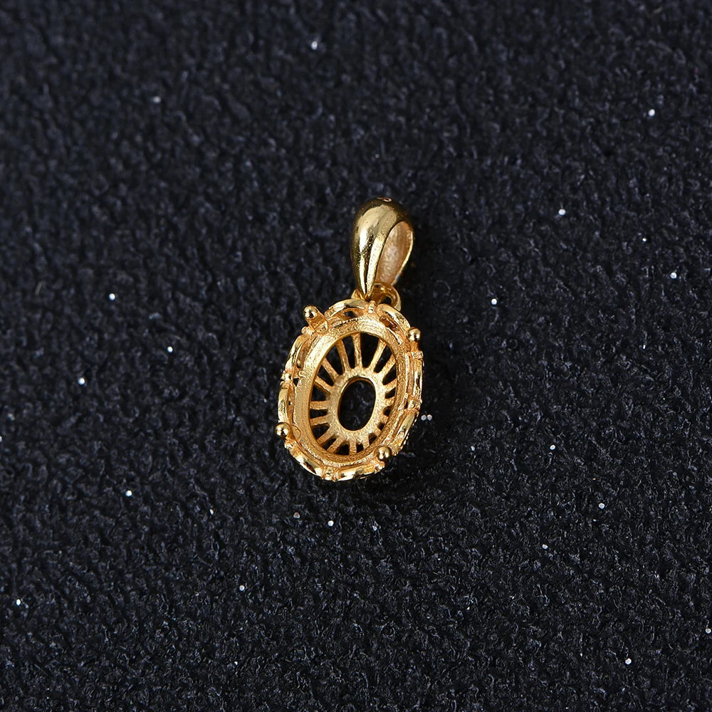 5*7-12*16mm Pendant Blank Open Bezel Setting, S925 Sterling Silver Four-Prong Exquisite Lace Style Pendant Base