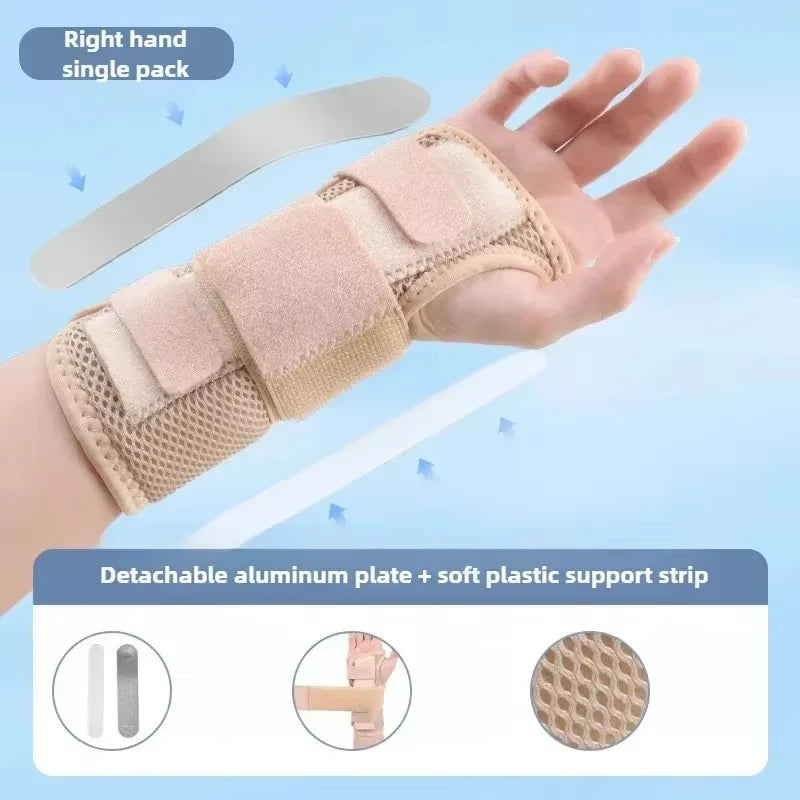 Adjustable Wrist Brace with Metal Splint Breathable Support for Sprains Carpal Tunnel Syndrome Injury Recovery for Pain Relief