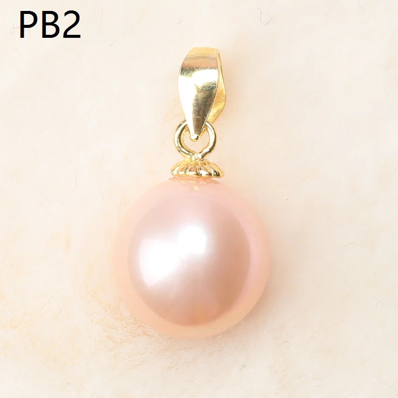 Natural Colorful 9-10mm Edison Round Light Slight Flaw Freshwater Pearl S925 Sterling Silver Simple Buckle Pendant Jewelry Gifts