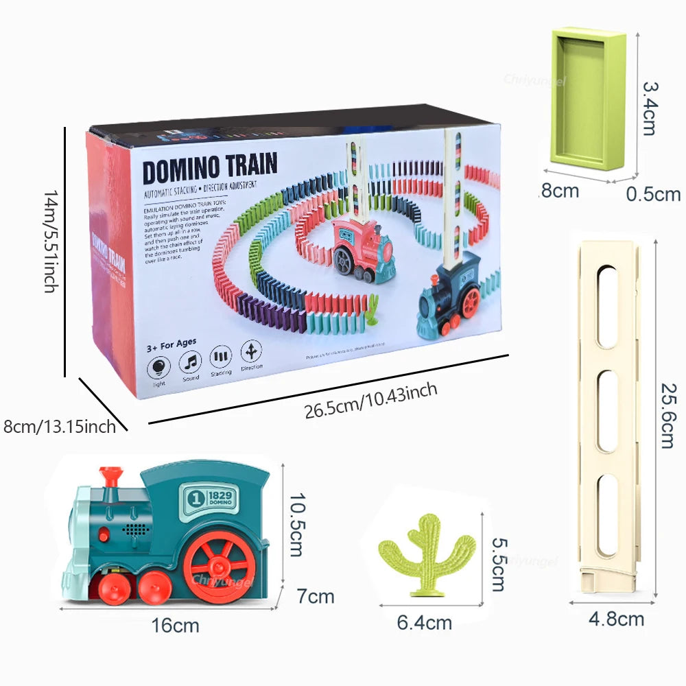 Automatic Domino Train Car Electric Domino Blocks Laying Machine STEM Educational Learning Toys Birthday Gift for Kids Boy Girl