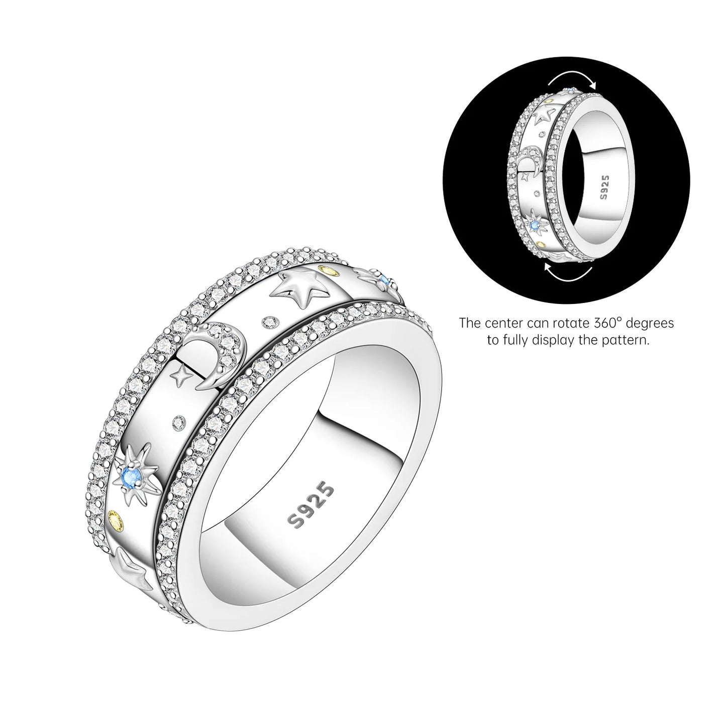 Orstarry S925 Sterling Silver Double Layered Cross Closed Ring For Women Finger Ring Personality Jewelry Party Trendy Gifts