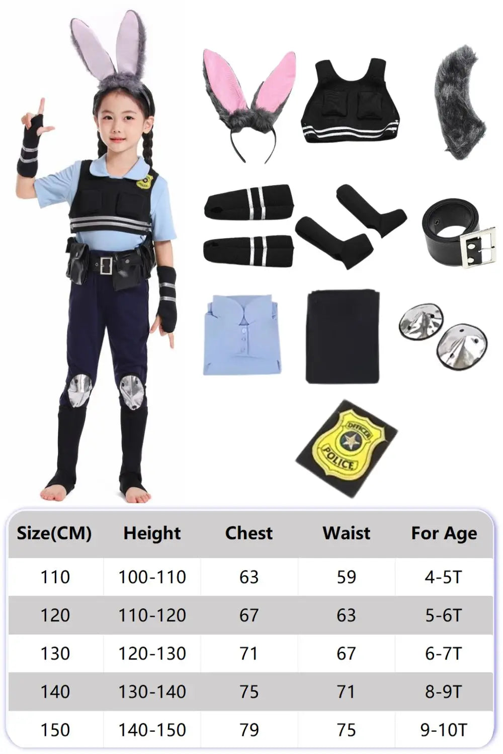 Kids Nick Judy Cosplay Fantasia Costume For Boys Girls Uniform Cute Headband Roleplay Outfits Halloween Carnival Suit