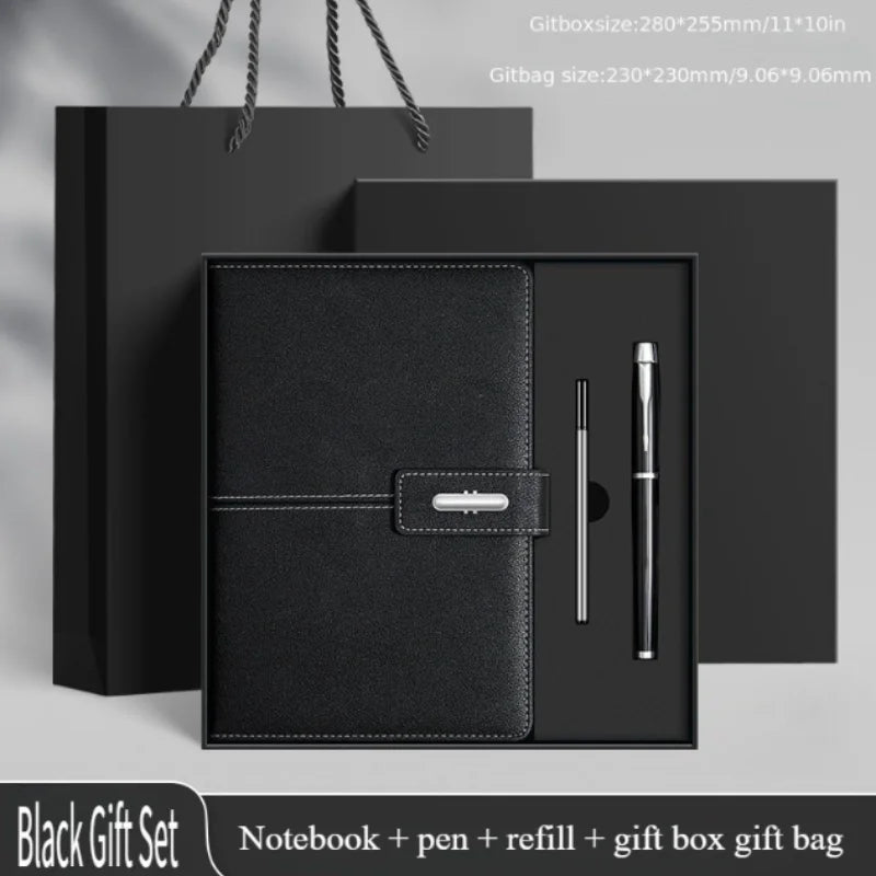 Vintage A5 Leather Notebook with Personalized Soft Cover Journal for Business Meetings College Life Ideal Gift Box Set