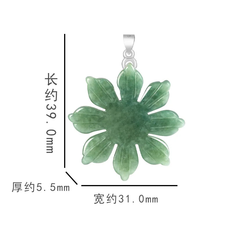 Natural A-grade Burma Jade Sunflower Charms S925 Silver Button Head Bean Seed Jadeite Pendant Women's Gift Jewelry Drop Shipping