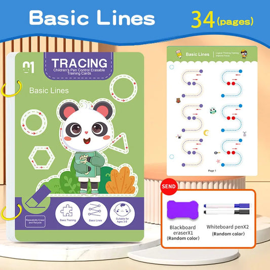 32-Page Reusable Magic Practice Notebook Set |   Whole Brain Development, Writing Training, and Art Education Handbook |   Learn Writing Skills, Paper Materials, Durable Binding |   Color Pages | Christmas Gifts