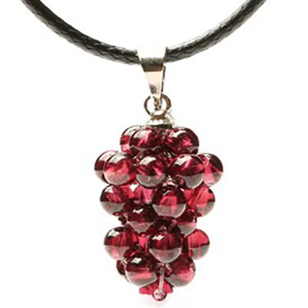 1PC Natural Garnet Grape Pendant Women's Necklace Reiki Healing Decoration Real Mineral Material Crystals Bead Raw Stone Jewelry