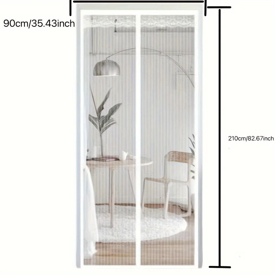 Anti-Mosquito Magnetic Screen Curtain Summer Essential Magnetic Self-Closing White Striped Mosquito Screen Door - Breathable