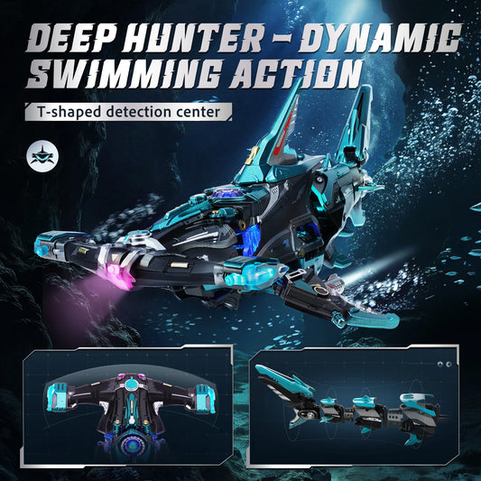 ROKR 3D Puzzle Toys Hammerhead Shark Mechanical Model Building Kit – Moving Shark with LED Light for Desk Decor Gift for Men Teens