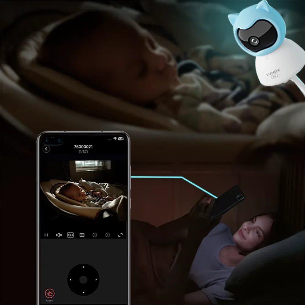 4MP WiFi Xiaovv Indoor Baby Monitor Two-Way Audio Motion Detection Night Vision Baby Camera for Home Security 360°