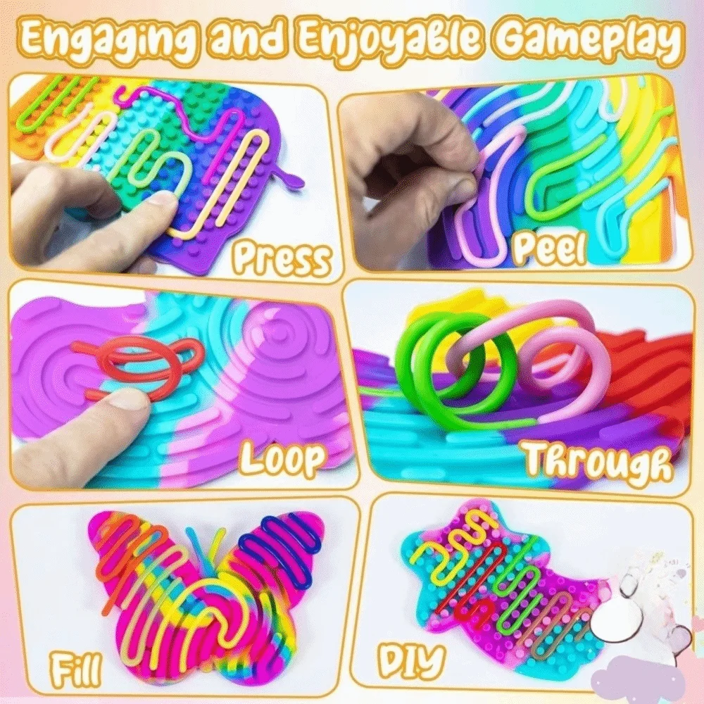 Cartoon Sensory Activity Board With 11 Rods Silicone Toys Children's Educational And Stress-Relieving Toys for Kids Adult
