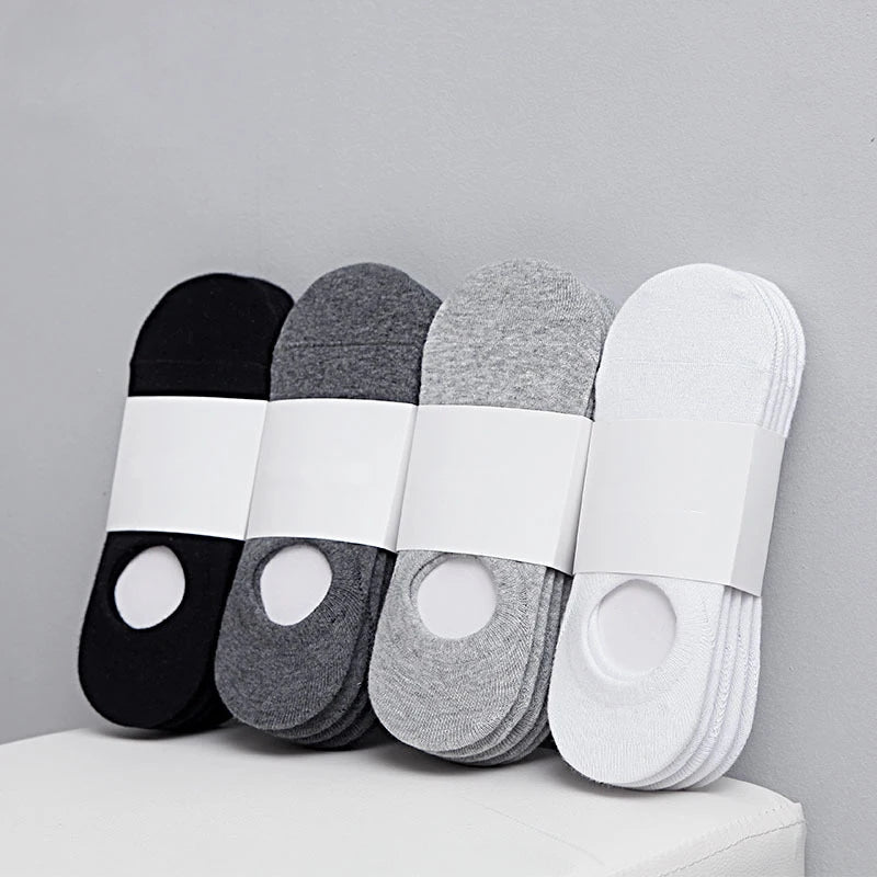 5Pair / Lot Fashion Happy Men Boat Soc Silicone Invisible  Socks Male Ankle Sock Slippers Meia