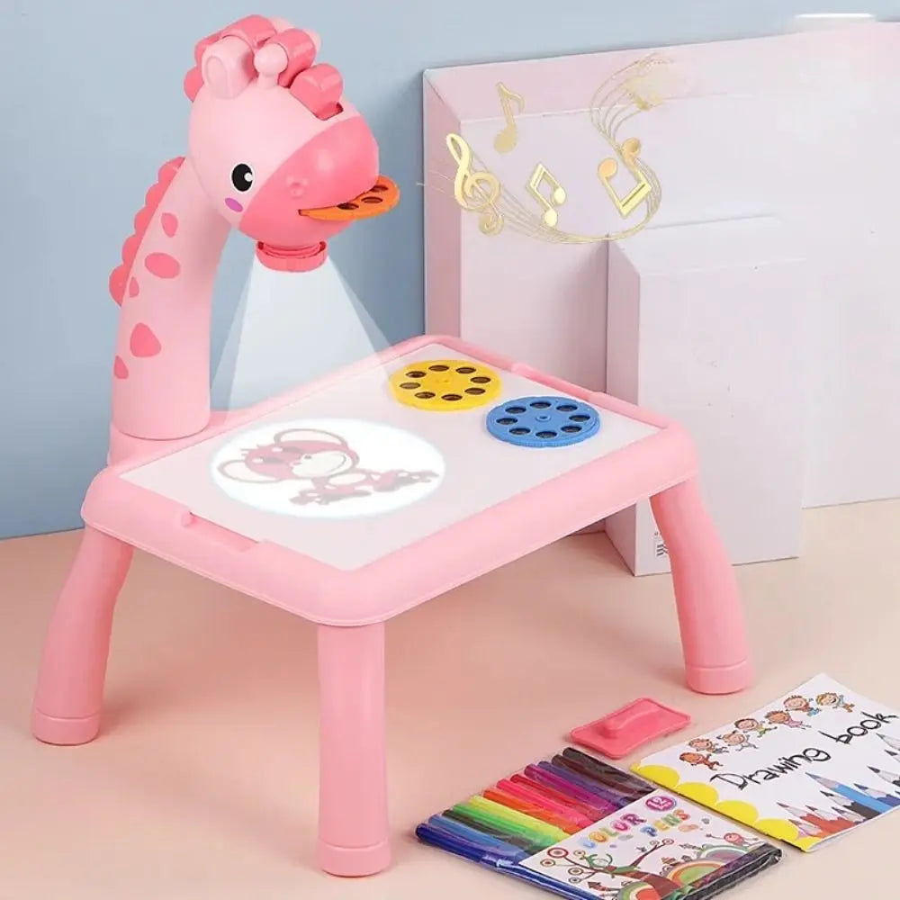 Painting Set Led Projector Drawing Table Giraffe Multifunctional Led Projector Art Drawing Table Toys Hand Writing Painting Desk