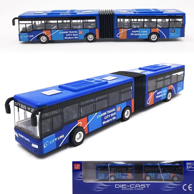 1/64 Diecast Alloy City Bus Pull Back Cars Kids Toy Car Inertia Vehicle Model Toy Educational Toys for Children Gift Boys Toys