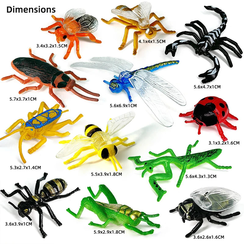 12pcs Wild Insect Animals Model Set Butterfly Scorpion Mantis Cicada Lizard Action Figures Miniature Kid Education Halloween Toy