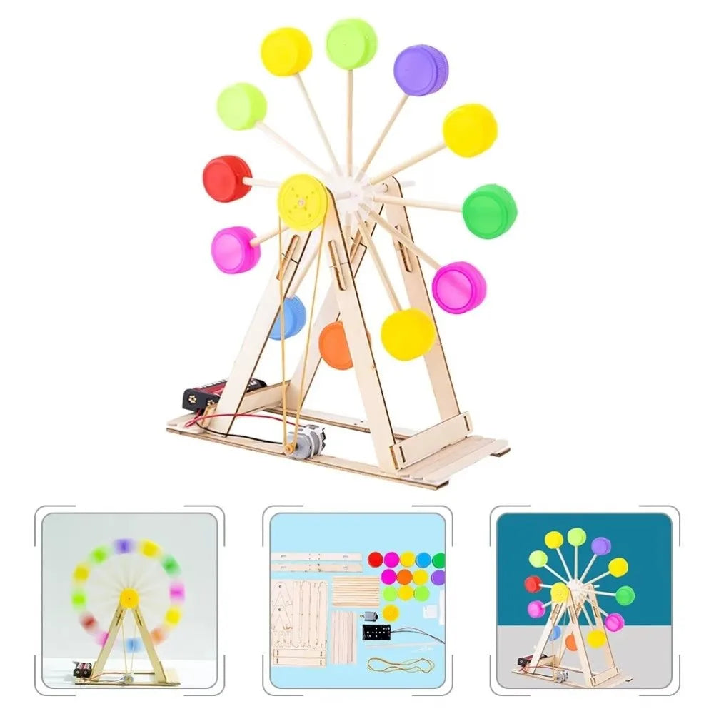 DIY Assembly Wooden Ferris Wheel Kit Handmade Craft Stem Learning Science Experiment Models Manual Assembly Home Schooling