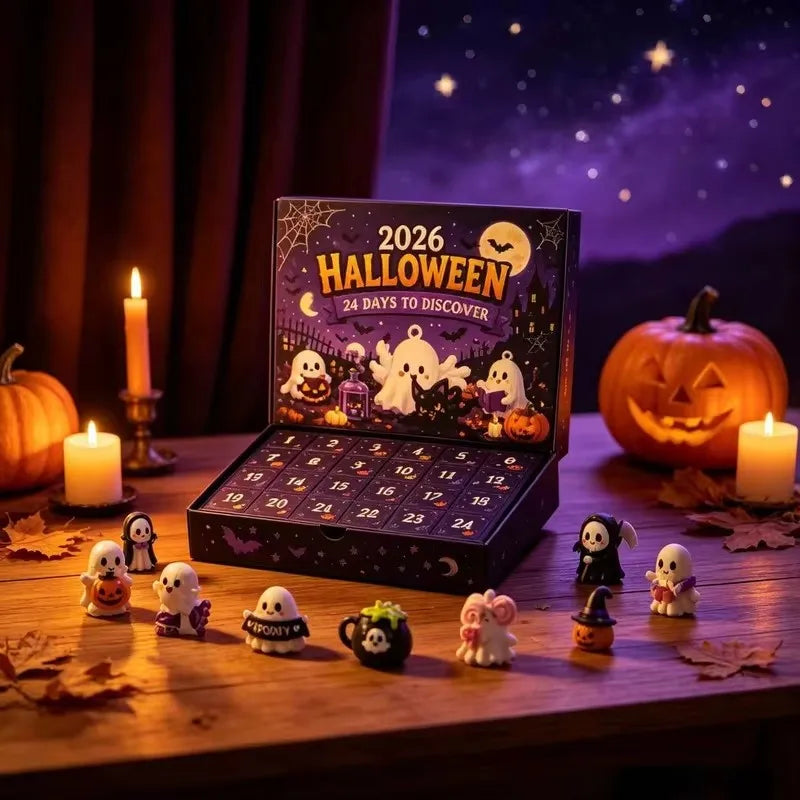 2026 Halloween Advent Calendar,24 Days Spooky Resin Ornaments Countdown Box,Halloween Table Decor HolidaySurprise Gift Setadult