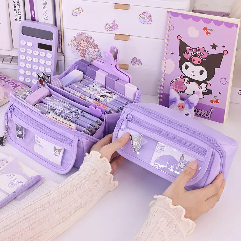 Large Capacity Pencil Case with Zipper - Portable Stationery Bag for Students, School & Office Supplies Storage
