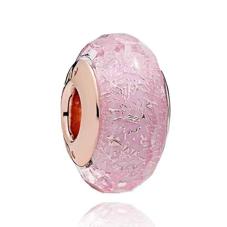 2025classic 925 Sterling Silver Colored Flower Leaf Cosmic Rainbow Murano Glass Charms Beads Fit DIY Bracelet Women Jewelry Gift