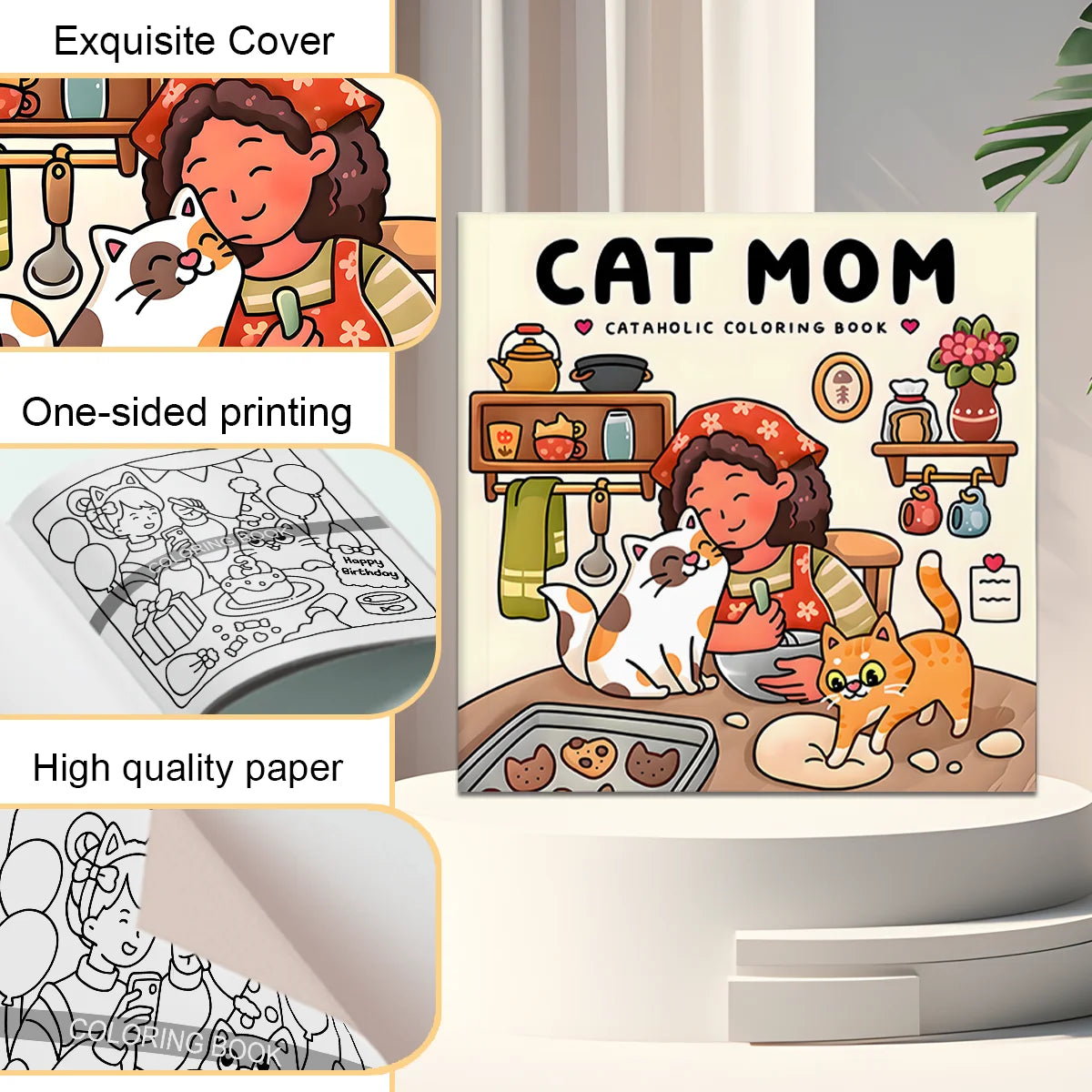 Coloring Book for Relaxation: 24-Page Picture Book of Adorable Cats and Heartwarming Family Life - Perfect Easter