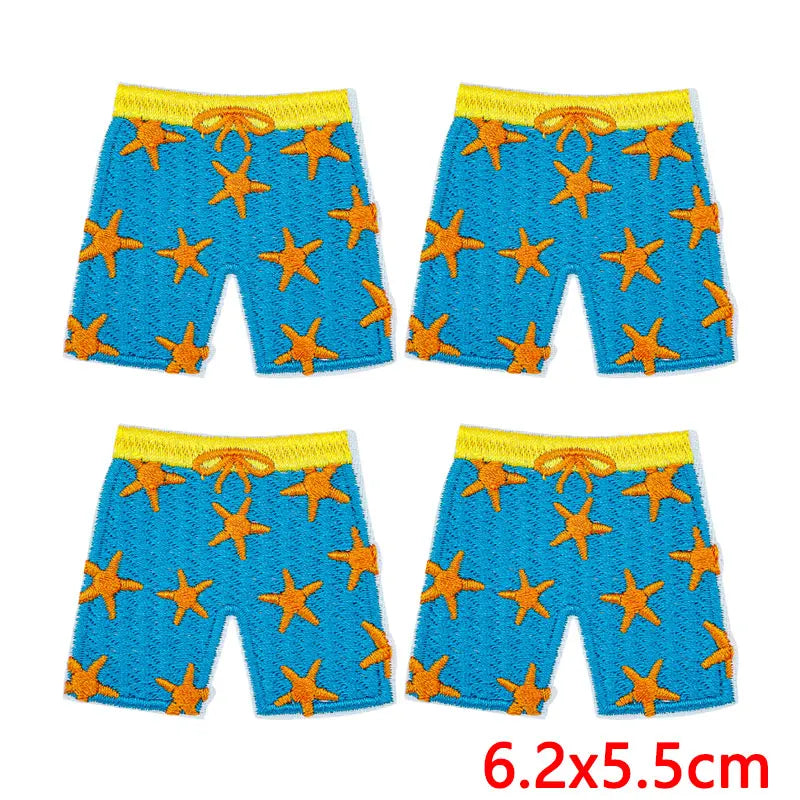 10Pcs/Lot Cool Summer Pool Iron On Patches For Clothing Beach Chair Colorful Kite Aloha Embroidery Patches Backpack Appliques