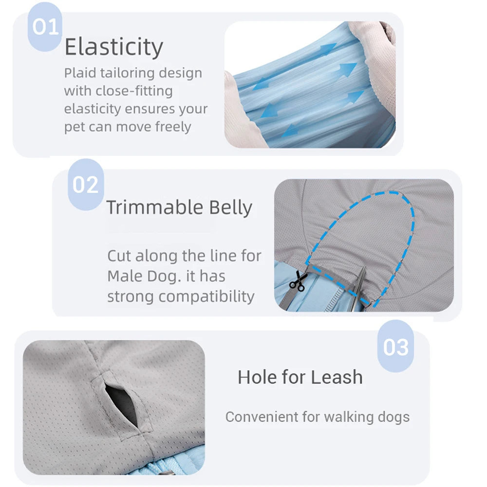 Summer Cooling Dog Clothes for Large Dogs Hooded UV Blocking Instant-Cooling Dog Shirt Soft Quick Drying Jumpsuit for Big Dogs