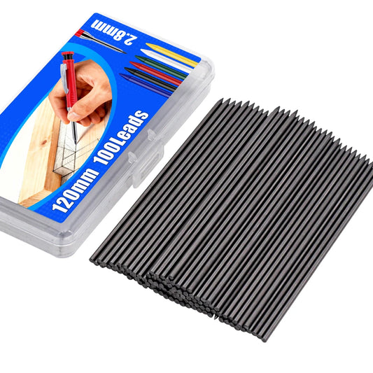 Carpenter Pencil Lead Refills – 100pc 2.8mm Black Leads for Woodworking