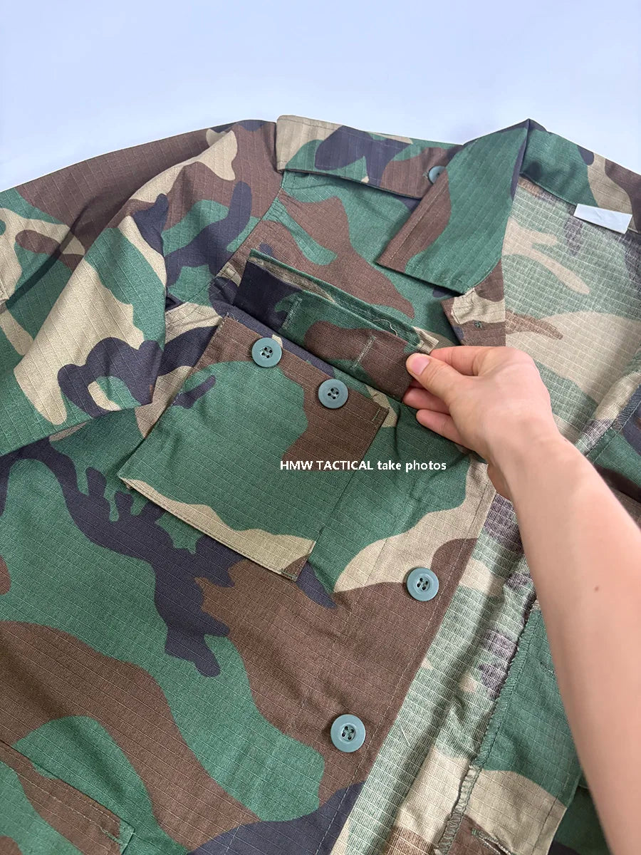 Men's BDU Camouflage Suit, Wear-Resistant, Outdoor Training Clothing, M81 WOODLAND, Seal Old School Suit, Long Sleeved Pants