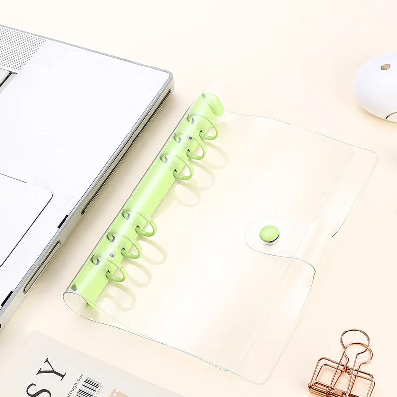 A5 A6 A7 B5 A4 Transparent Double Button Loose Leaf Binder Notebook Cover Note Book Journal Planner Office Stationery Supplies