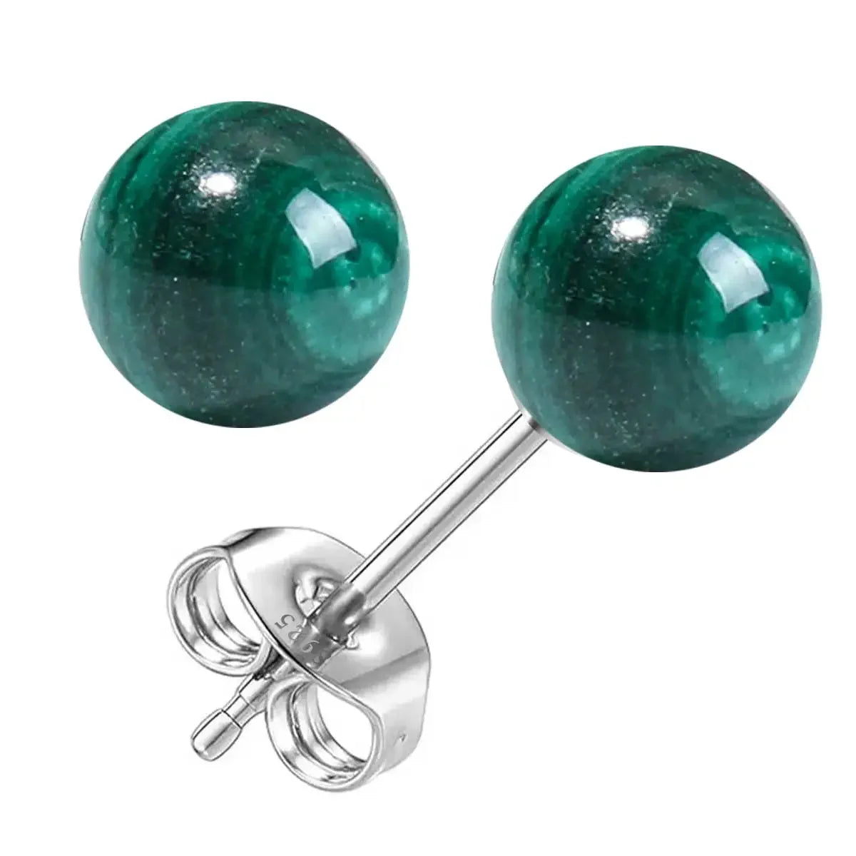 6mm Stone Beads Natural Stone Earrings Earring Stud 925 Sterling Silver Jewelry For Women Party Women's S925 Silver Earrings